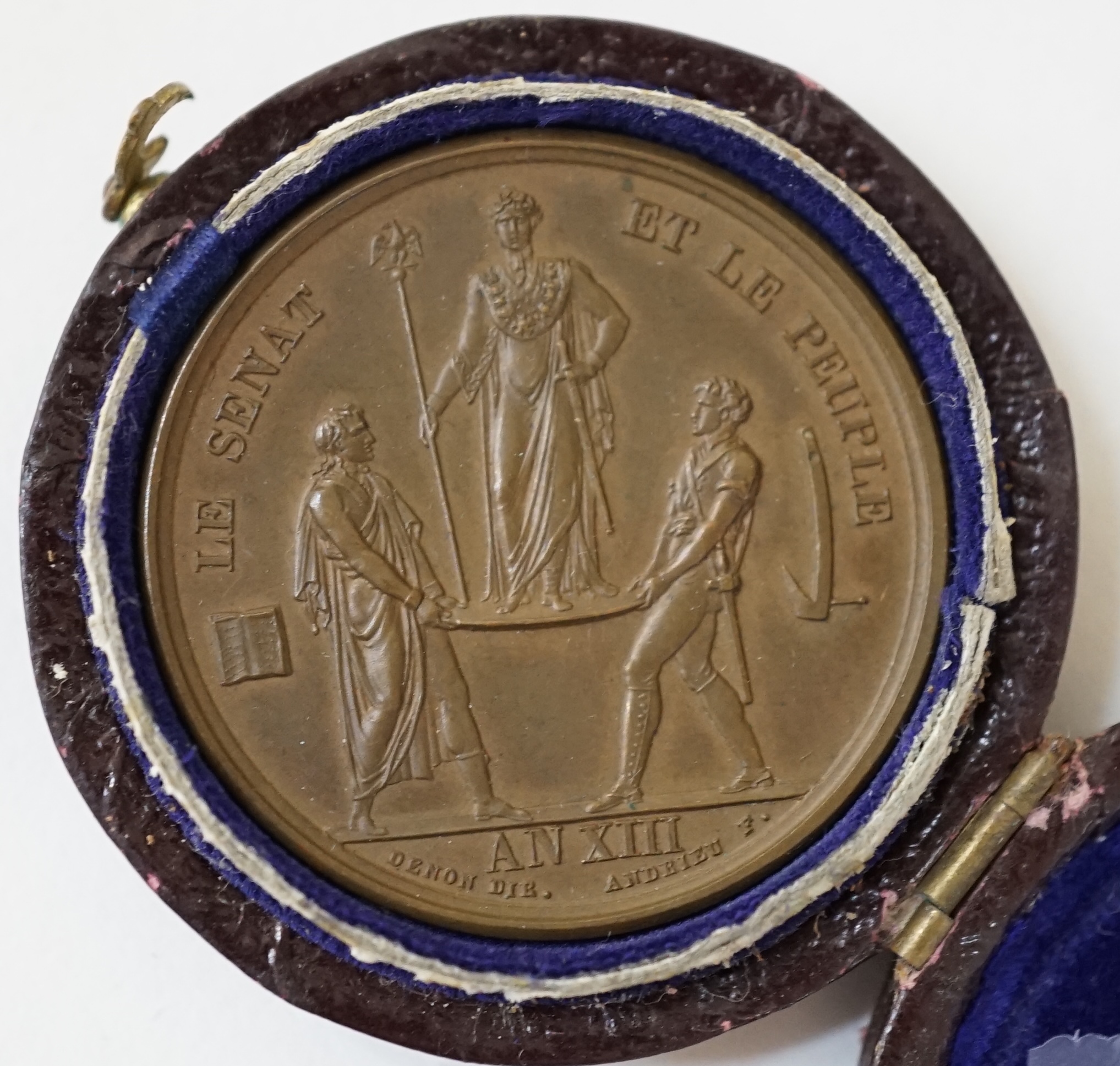 France, Coronation of Napoleon, 1804, a bronze medal by Droz & Jeuffroy, 40mm, in leather case (Bramsen 326)